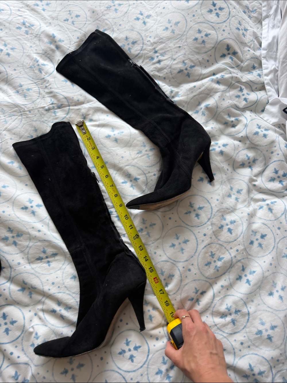Donna Karan collection Black Knee-High Suede Stiletto Boots - Women